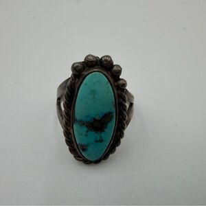 Rare vintage Navajo sterling silver turquoise ring